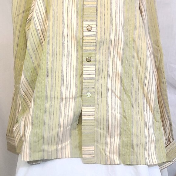 3XL Maltos Green Stripe French Cuff Button Down Collar Dress Shirt - Picture 3 of 10